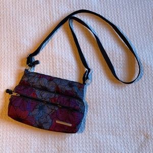 Crossbody Purse Vibrant Purple and Maroon Floral Pattern Adjustable Strap